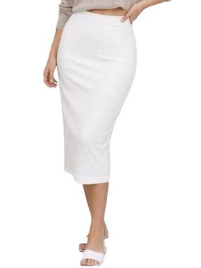 Enza Costa Sweater Rib Pencil Skirt - Size Large - White